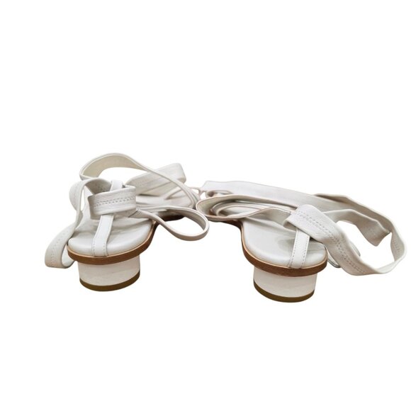 Tibi Miles Ivory Leather Ankle Wrap Sandals 37.5 7.5 - Picture 5 of 6